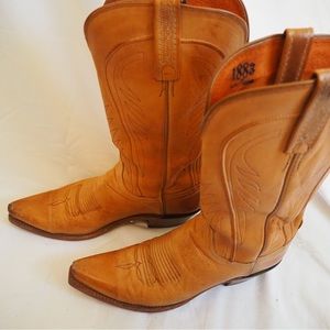 Lucchese 1883 Snip Toe Tan Leather Cowgirl Boots - Size 7.5